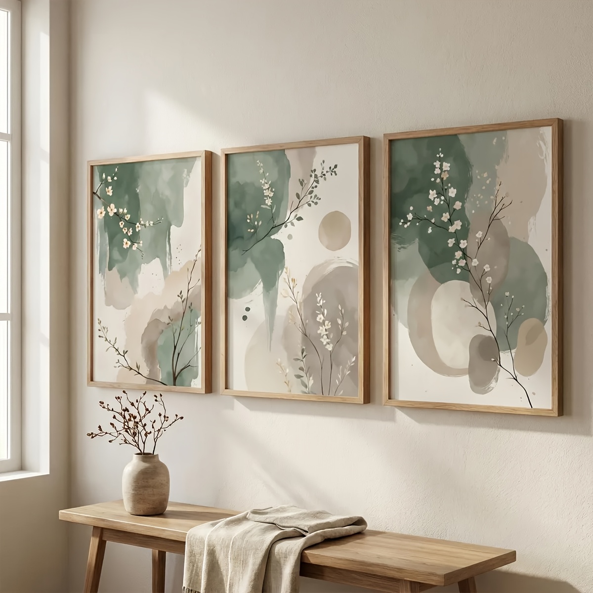 3 Buah Poster Kanvas Daun Hija - Home Office Image ulasan dan harga