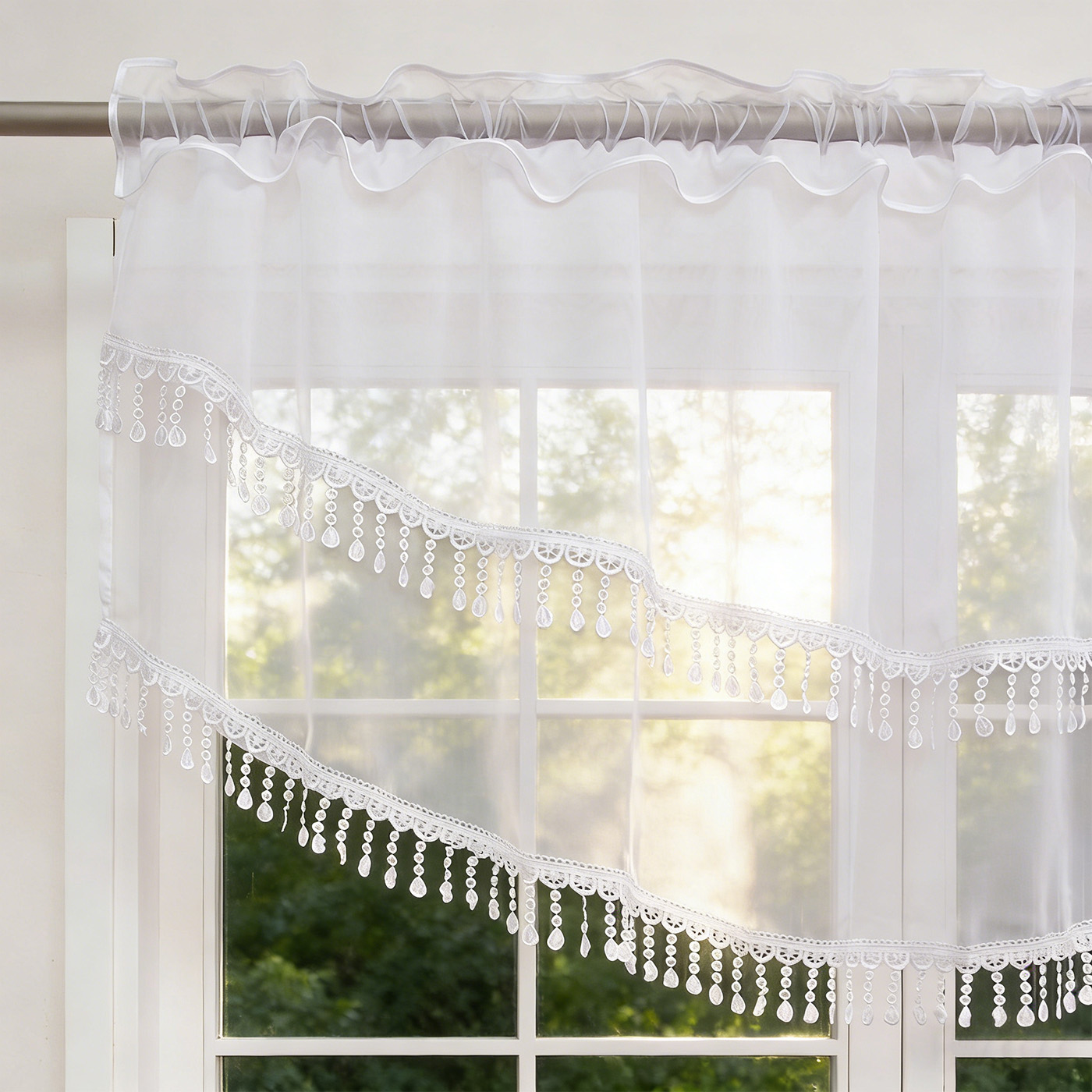 2 Buah Tirai Valance Kafe Rumb - Home Office Kitchen ulasan dan harga