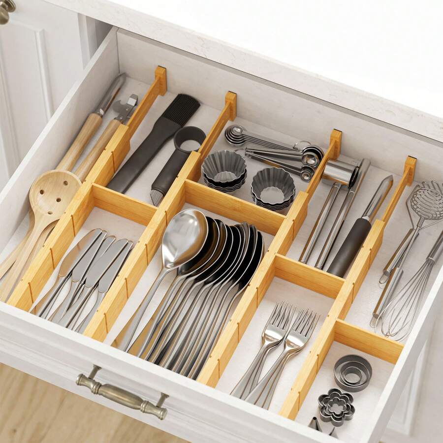 Pemisah Laci Bambu Dengan Sisi - Home Office Kitchen ulasan dan harga