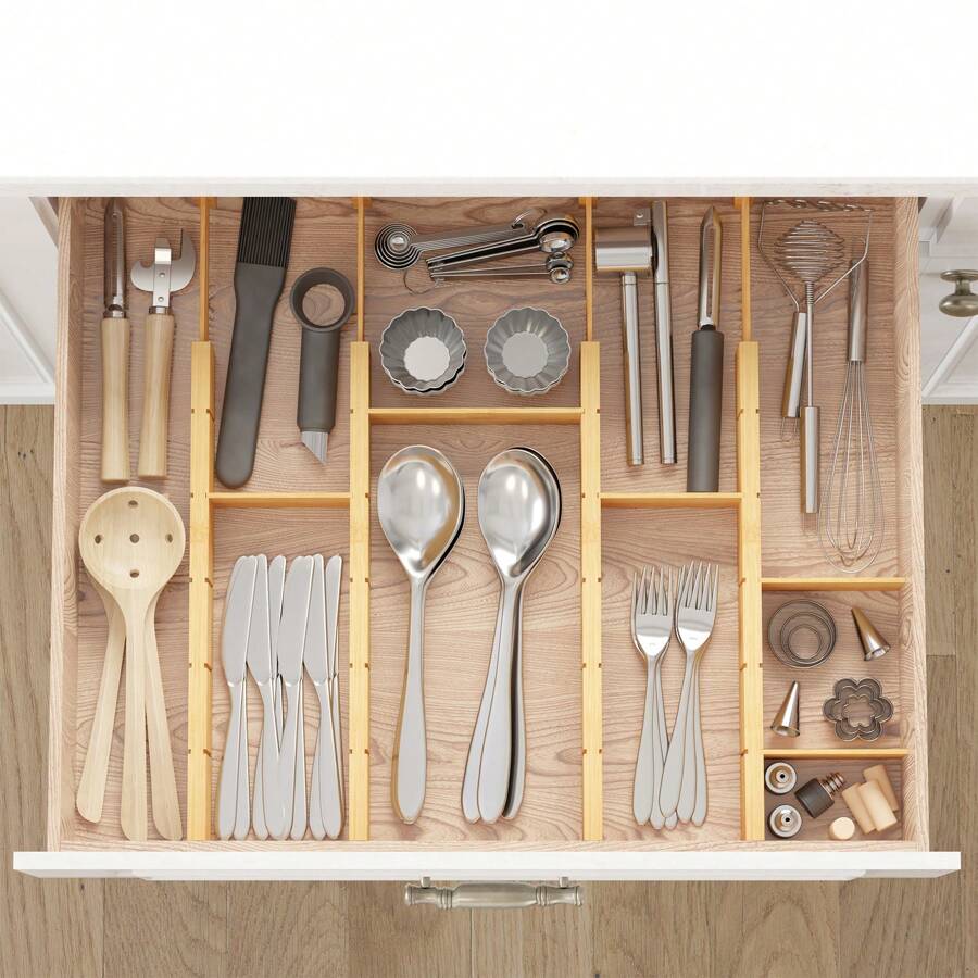 Pemisah Laci Bambu Dengan Sisi - Home Office Kitchen ulasan dan harga